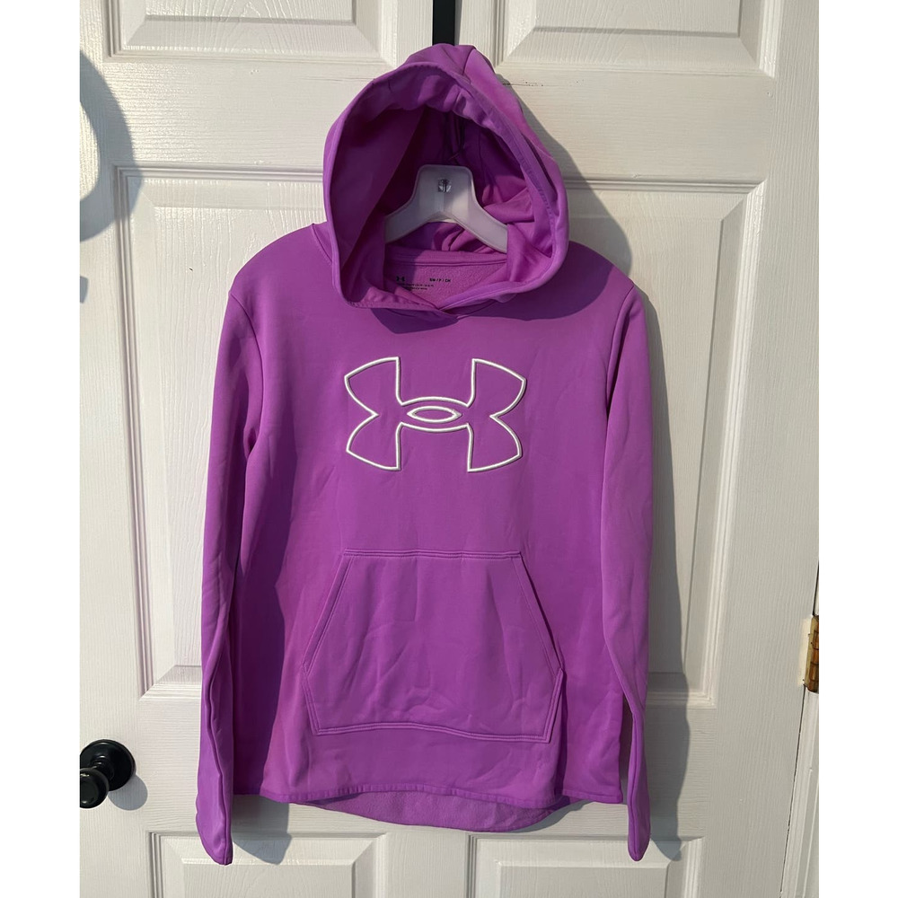 Women's UNDER ARMOUR Purple Embroidered‎ Hoodie Pouch Pocket Long Sleeve Small